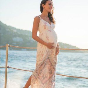 Pastel Printed Maternity Maxi Dress